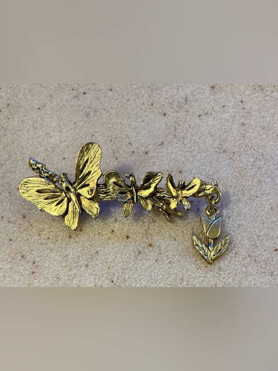Bergdorf Goodman Accessories - Gold-Tone Butterfly & Floral Chain Pin Brooch - Women's Accessories
